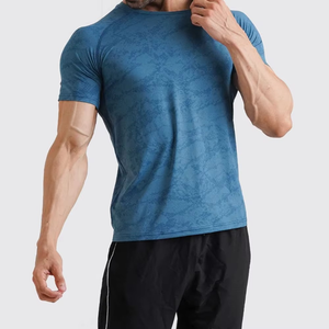 Camiseta de gimnasio para hombre, corte ajustado, transpirable, tela elástica, para entrenamiento, secado rápido, ropa deportiva. - Product Image 3