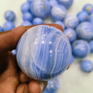 Blue Lace Agate Sphere Polished Gemstone <b>Crystal</b> <b>Ball</b> for Home Decor and Gifts Wholesale Collectible Striped Pattern <b>Ball</b> - Product Image 3