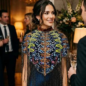 Capa de Cuentas Hecha a Mano Personalizada para Novias y Vestidos de Noche, Apta para Clientes de Boutique y Revendedores de Ropa - Product Image 1