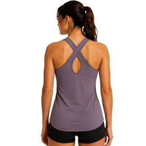 <b>Purple</b> Gray Women Racerback Tank <b>Top</b> Printed Sleeveless Gym Yoga Fitness Workout Running Activewear Moisture Wicking Custom OEM - Product Image 2
