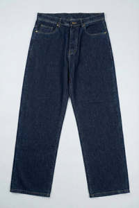 Jean en denim bleu foncé coupe droite pour homme, taille mi-haute, coupe classique, style décontracté, idéal pour le printemps, en coton de poids moyen, écologique - Product Image 2