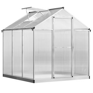 Serra in Policarbonato 6FT X 6FT con Ventilazione sul Tetto, Serra da Giardino per Hobby con Grondaia, Adatta anche per l'Uso Invernale - Product Image 1