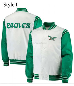 New Design <b>White</b> Green Baseball Stylish Custom 100% Polyester Fiber Satin Stand Vintage Bomber <b>Jacket</b> <b>Men</b> Women Winter Wears - Product Image 2