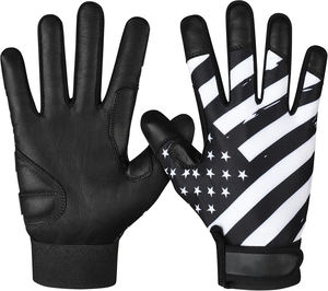 Gants de frappeur de baseball et softball en cuir personnalisés, professionnels, de haute qualité, respirants, durables, à séchage rapide, avec fermeture auto-agrippante - Product Image 1