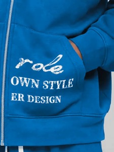 Conjunto de chándal con cremallera y sudadera para hombre, chándal personalizado de retazos de algodón y poliéster para hombre - Product Image 4