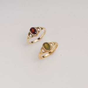 Bague en laiton Moku avec grenat ovale facetté, taille fixe, élégante et glamour, faite à la main, bijou pour femme, pierre de naissance - Product Image 6