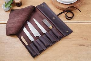 Porte-couteaux de chef en cuir véritable durable, protection anti-odeur, organisateur d'outils culinaires portable pour les voyages - Product Image 5