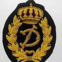 Écusson personnalisé brodé à la main en fil de bullion, monogramme 3D, lettre alphabet en fil d'or, couronne, badge de luxe, mode, thermocollant