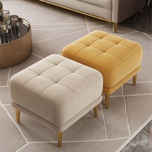Handcrafted Solid Wood <b>Pouf</b> Ottoman Stool with Linen Cushion for Living Room Coffee Table <b>Seating</b> - Product Image 5