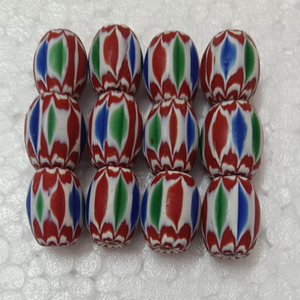 ลูกปัดแก้วลายเชฟรอนสีเขียวขาว ลูกปัดกลมลายทางหลากสี สำหรับทำสร้อยข้อมือ สร้อยคอ เครื่องประดับ งานฝีมือ - Product Image 5