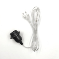 Câble d'alimentation transparent avec prise EU, support de lampe E27, interrupteur marche/arrêt 304, câble pour ampoule LED de table, style à vis