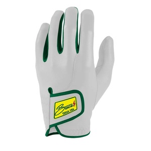 Gants de golf en cuir Bruce Cabretta blancs avec bordure verte, antidérapants, légers, fermeture auto-agrippante, unisexe, pour usage sportif - Product Image 2