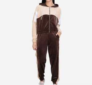 2026 Winter Solid <b>Thin</b> Velvet 100% Cotton 2-Piece Tracksuit Set <b>Hoodie</b> & Pants for Women - Product Image 1