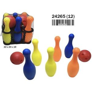 Set da bowling colorato con 6 birilli, 2 palline, borsa a rete, gioco da spiaggia all'aperto per bambini da 8 a 13 anni, giocattolo unisex - Product Image 1