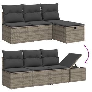 Conjunto de sofás de jardín de ratán sintético gris de tamaño mediano a grande con estructura de acero - Product Image 3