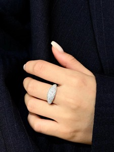 14K Gold Pavé <b>Dome</b> Lab Grown Diamond <b>Ring</b> Bombé Statement <b>Ring</b> Iced Out Cocktail <b>Ring</b> Bold Luxury Diamond Band Design - Product Image 5