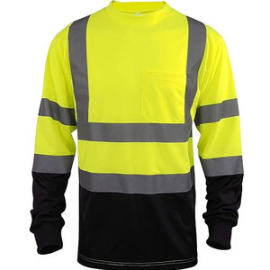 <b>Hi</b> <b>Vis</b> Long Sleeve Safety Shirt Polyester Breathable Water Resistant Yellow Black Reflective Stripes Unisex EEC Workwear - Product Image 2