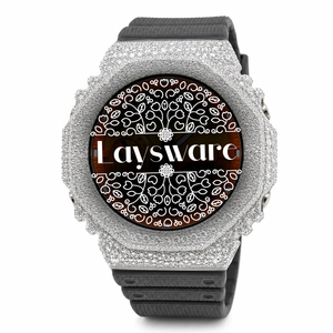 Luxury Iced Out VVS Moissanite Diamond <b>Watch</b> Orange Gradient Dial Silver Case <b>Black</b> Rubber Strap Analog Digital <b>Watch</b> - Product Image 1