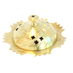 Handicrafts Brass Incense <b>Burner</b> With Star Cutouts Traditional Indian Dhoop Dani <b>For</b> Aromatic Use Home Decor - Product Image 1