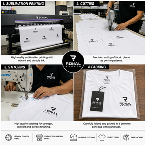 เสื้อยืดแขนสั้นสีขาวสำหรับผู้ชาย RONAL SPORTS ทรงปกติ คอกลม สวมใส่สบาย ระบายอากาศได้ดี ผลิตจากผ้าเจอร์ซีย์คอตตอน พิมพ์ลายโลโก้ด้านหลัง ราคาสุดคุ้ม - Product Image 5