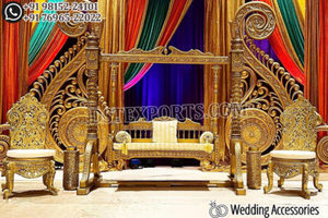 Jhula Dorada para Escenario de Mehndi, Decoración Vibrante para Escenario de Boda, Decoración de Boda India Gujarati, Columpio para Boda, EE. UU. - Product Image 4