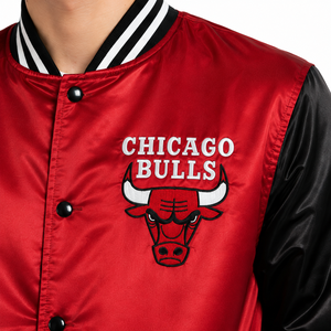 Veste en satin personnalisée, couleur de l'équipe de basket de Chicago, rouge et noir, logo brodé, veste bomber, vêtements d'équipe, fabricant en gros - Product Image 5