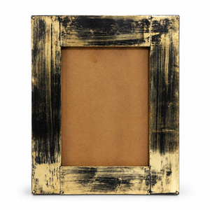 Rustic Wooden Photo <b>Frame</b> with Distressed <b>Black</b> <b>and</b> <b>Gold</b> Finish, Vintage Style Home Decor, Wholesale Bulk Supplier - Product Image 1