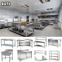 Table de travail en acier inoxydable 304 certifiée CE, table de préparation pour restaurant, table de travail de cuisine robuste, finition polie
