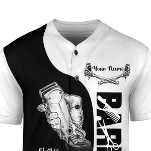 Custom Logo Barber Baseball Jersey Shirt With Clipper Design And Personalized Name For Barbers - Product Image 5