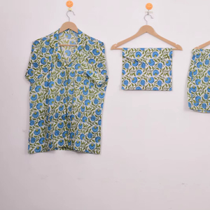 Conjunto de Camisa y Pantalones Cortos con Estampado Floral y Bolsa a Juego - Product Image 1