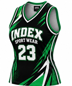 Camiseta de baloncesto para mujer INDEX, negra, verde, cuello en V, sin mangas, malla transpirable, número 23 - Product Image 5