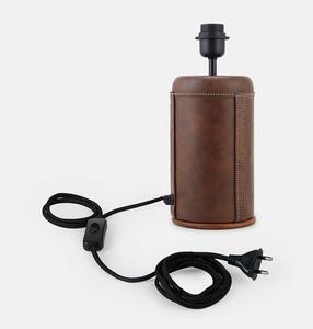 Leather <b>Table</b> <b>Lamp</b> E26 <b>Base</b> Brown Cylindrical Shade Switch Control Industrial Design Bedroom Decorative Middle Size - Product Image 3