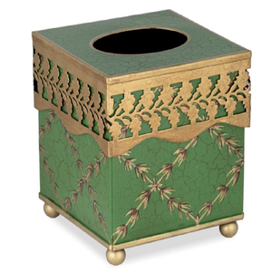 Boîte à mouchoirs luxueuse en or brossé avec un motif vertical rayé gravé. Disponible à prix de gros. - Product Image 2