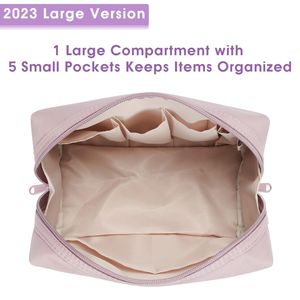 Narwey Large Dusty Travel <b>Toiletry</b> <b>Bag</b> Cute Cosmetic Organizer with Compartments <b>for</b> <b>Women</b> and Girls Makeup Storage - Product Image 4
