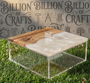 <b>Clear</b> Acrylic Plexi Storage <b>Box</b> <b>with</b> Wood Grain <b>Lid</b> Custom Display Bin for Chocolate Gift Packaging - Product Image 5
