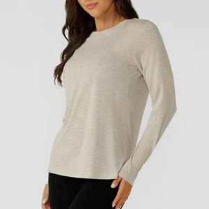 High Elastic Tight Yoga Clothes Women Quick Dry Breathable Loose Fit Lightweight 210 Gsm Knitted <b>Long</b> <b>Sleeve</b> Activewear Shirt - Product Image 4