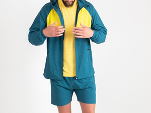 Lightweight Streetwear Summer Colour Block <b>Polyester</b> Nylon Zipper Jackets and <b>Shorts</b> 2 Piece Windbreaker Set For Men - Product Image 2
