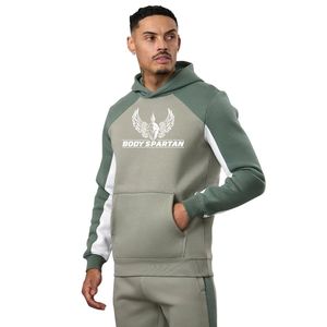 Sweat à capuche décontracté pour homme en polaire polyester/coton vert sauge, idéal pour le sport et le streetwear - Product Image 1