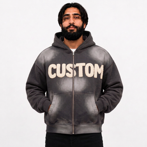 Custom Heavyweight Faded Washed Cotton Fleece <b>Men</b> <b>Hoodie</b> <b>Thick</b> Soft Casual Stylish Acid Half Wash Pullover Winter Hoodies - Product Image 1