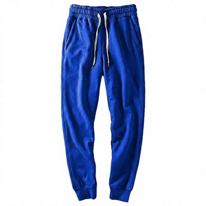 Pantalon de survêtement léger en coton bleu foncé pour homme, taille élastique avec cordon de serrage, poches latérales, tricoté, écologique, séchage rapide, idéal pour l'automne - Product Image 5