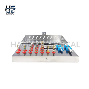 Kit de forets dentaires en acier inoxydable avec bloc de rangement gratuit, ensemble de forets pour implants, scie manuelle, ensemble d'instruments passivés à la rouille, CE - Product Image 1