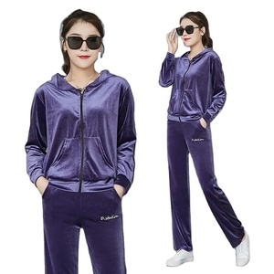 Now Trending Women's Half Zip Loose Casual Blank Hooded Track Suit Pullover Hoodie Survetement Velour Plain Velvet Sweat Suit - Product Image 1