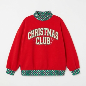 <b>Women's</b> Oversized Turtleneck <b>Sequined</b> Sweatshirt Christmas Letter Print Knitted Cotton Winter <b>Top</b> Puff Sleeve Front Logo - Product Image 4