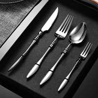 Ensemble de couverts de luxe en acier inoxydable avec manche torsadé – Fourchette, cuillère, couteau – Vaisselle moderne pour table à manger et ustensiles de cuisine