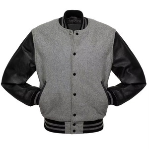 <b>Men</b> American Letterman Baseball School Team Varsity Jacket Black Wool and Black Real Leather Sleeves customized colors - Product Image 5