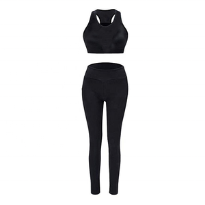 Leggings Deportivos para Mujer, Conjunto de Yoga de Dos Piezas con Tela Térmica de Spandex/Nailon para Gimnasio y Fitness - Product Image 1