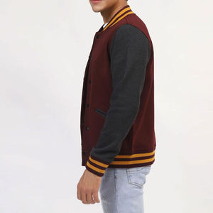 Men's <b>Top</b> Selling Casual Solid Formal Baseball Coated Varsity Jacket Zipper Stand Collar Custom Embroidery Front 100% Cotton - Product Image 5