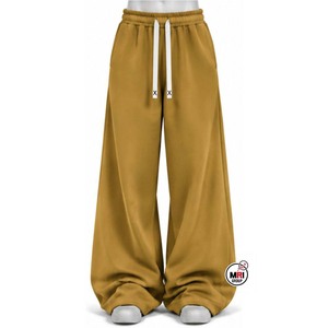 Pantalon de survêtement large pour homme, couleur or foncé, taille élastique avec cordon de serrage, 100 % coton respirant, idéal pour l'automne - Product Image 1