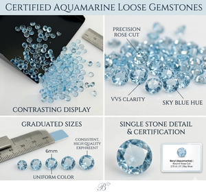Piedras Preciosas Sueltas de Aguamarina Verde Natural de 2 mm y 5 mm, Tamaños Variados, Claro y Brillante, Corte Brillante para Joyería, Certificado IGI - Product Image 3