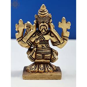 Pequeño Varaha Idol de 3 pulgadas de latón hecho a mano con esculturas de Devi Lakshmi hechas en India - Product Image 4